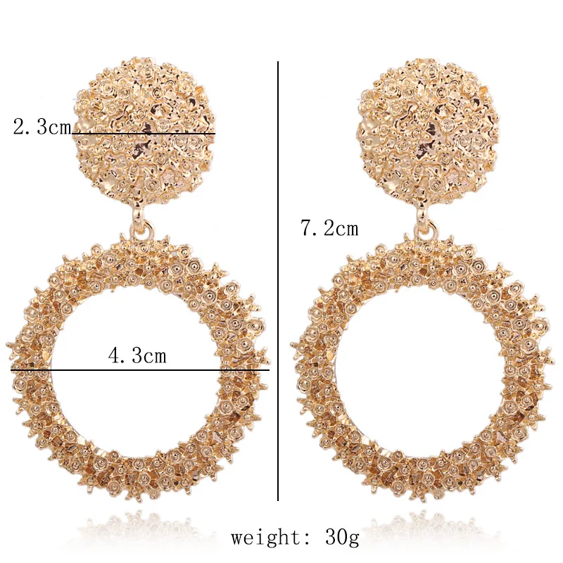Exaggerated big earrings hot sale Europe and the United States geometric shape Round alloy spray paint plating ear | Украшения и