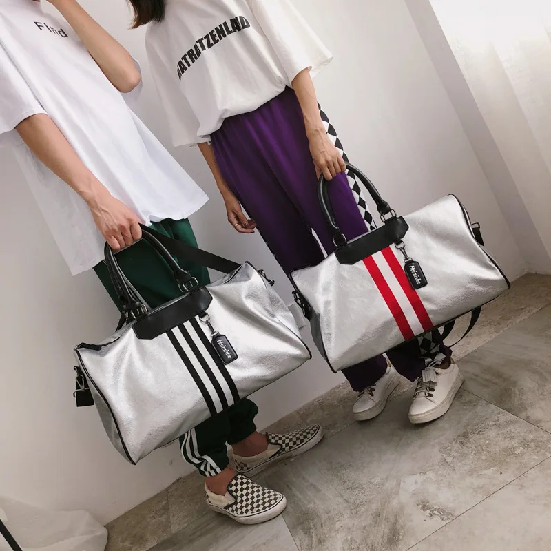 Серебряная спортивная сумка Дамский багаж в дорожные сумки женская с меткой