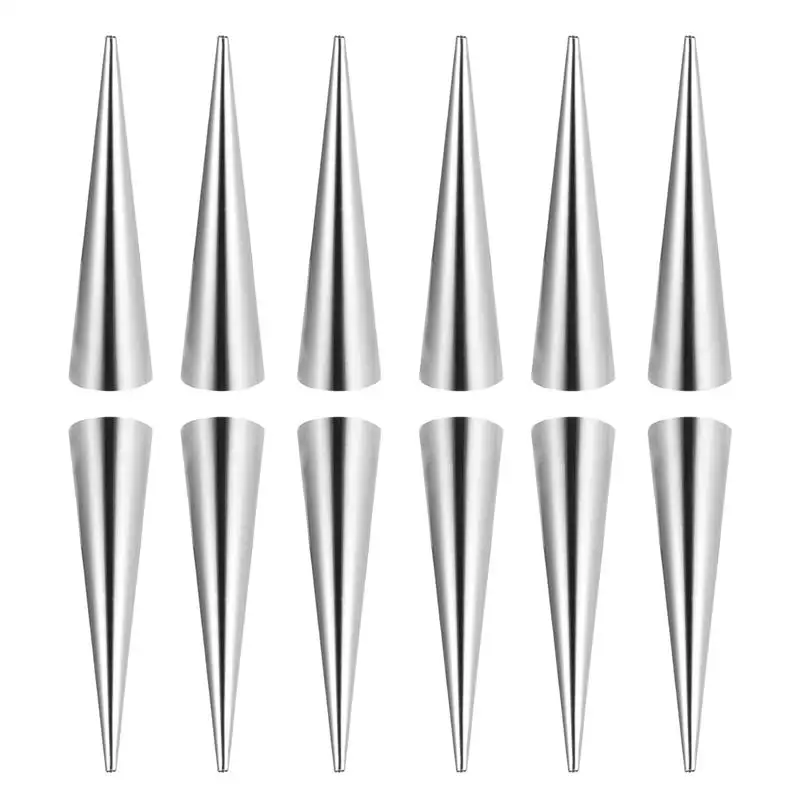 

5/12PCS Conical Tube Cone Roll Moulds Stainless Steel Spiral Croissants Molds Pastry Cream Horn Cake Bread Mold