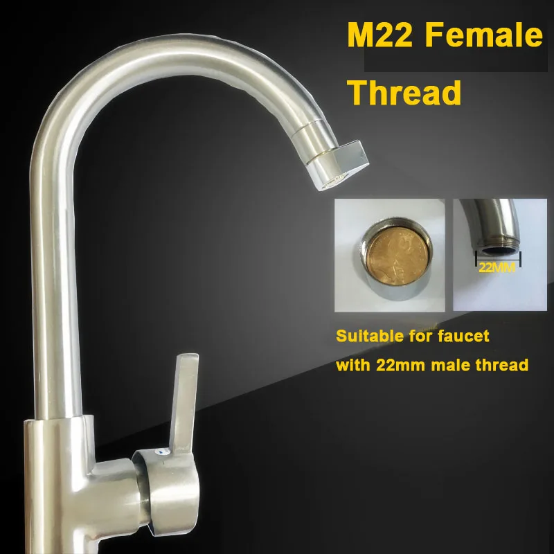 M22 Female Silver Латунный двухфункциональный водосберегающий кран аэратор с водяным туманом аксессуары для кухонного смесителя - Цвет: M22 Female Silver