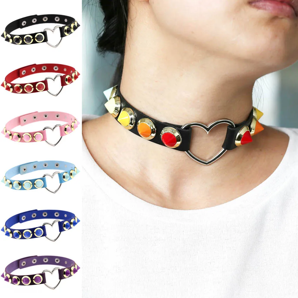 Женское кожаное ожерелье в стиле панк-рок | Украшения и аксессуары