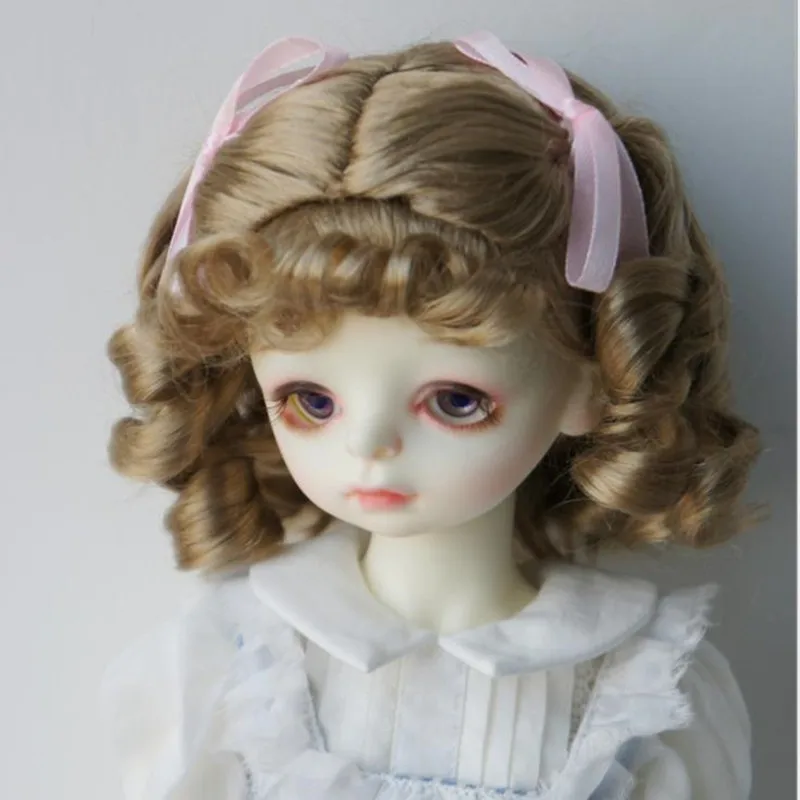 

4 BJD Wig sythetic mohair wire brown and gold color - sd dd