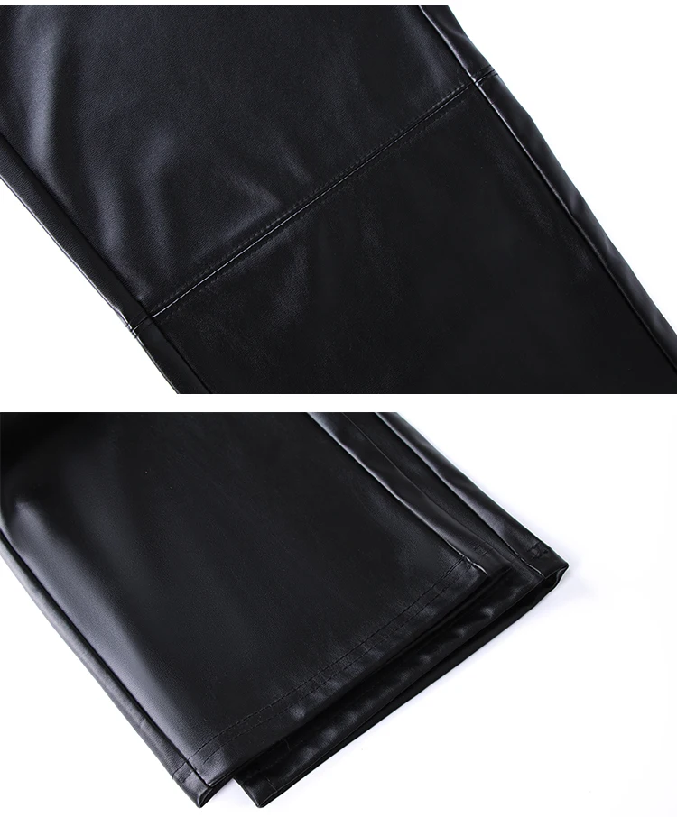Black Faux Leather Pants Women 2021 New Straight Leg Pants Fashion Harajuku Black Baggy Trouser Casual Elegant High Waist Pants white pants