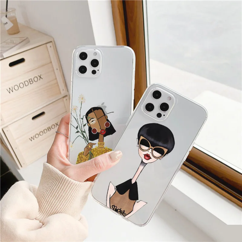 

Dirty Braid Negro Girl Phone Case For iPhone XR X XS MAX 13 12 11 Pro Max SE 2020 7 8 Plus Soft Clear Transparent Cover Fundas