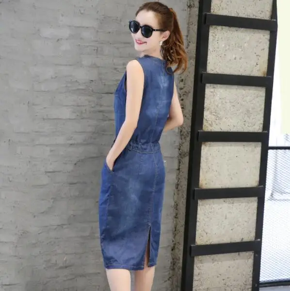 2019 винтажное джинсовое платье женское повседневное летнее с v образным вырезом и