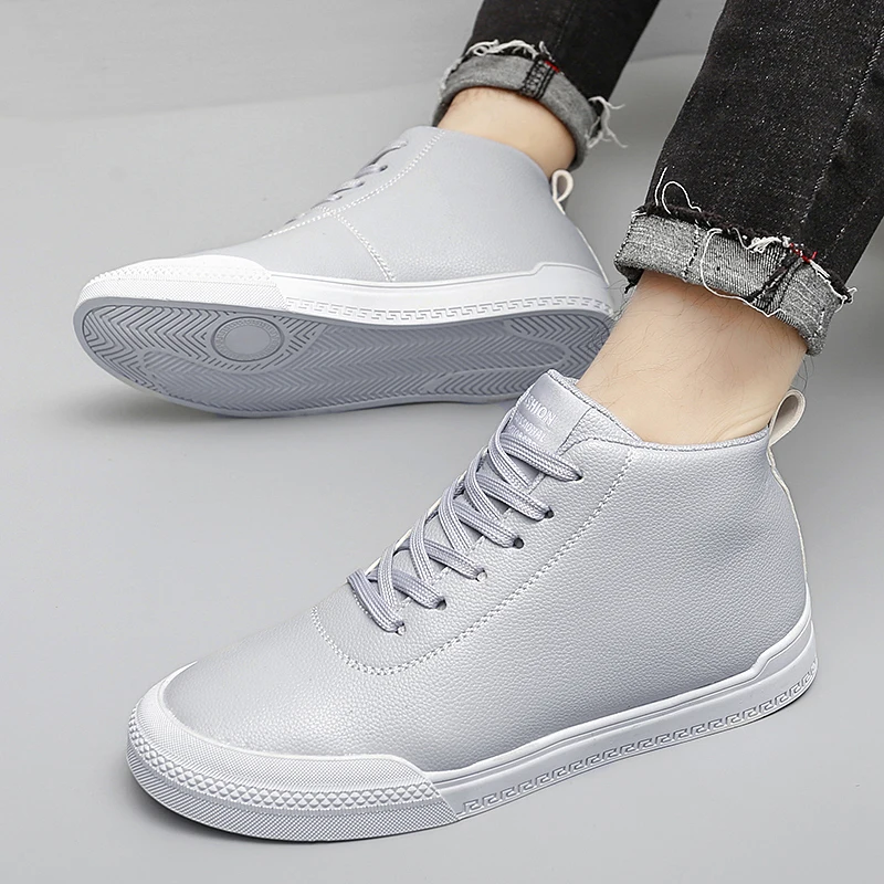 

Мужские ботинки из искусственной кожи, на шнуровке, на плоской платформе, Нескользящие, водонепроницаемые осенние ботинки, Мужская мотоцик...