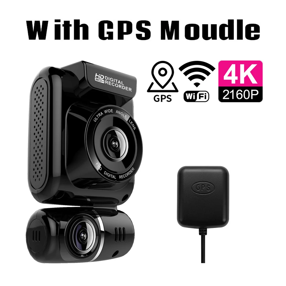 With GPS Moudle 4K 2160P мини скрытый двойной объектив Автомобильный видеорегистратор sony IMX323 сенсор wifi gps 170 градусов g-сенсор двойная камера 1080P видеорегистратор D20 - Название цвета: With GPS Moudle