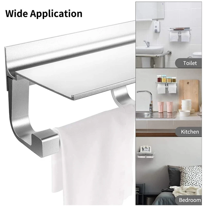 

Toilet Paper Holder,Wall Mounted Double Rolls Toilet Paper Roll Holder with Shelf for Toilet,Bathroom - Space Aluminum