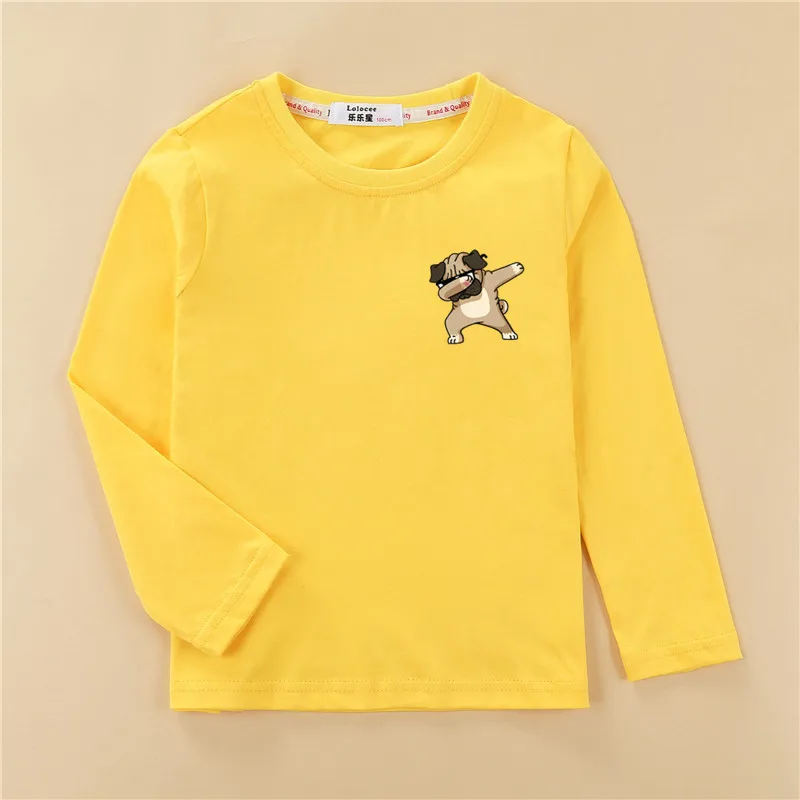 Детская рубашка DAB с мультяшной собакой Забавные топы длинным рукавом для