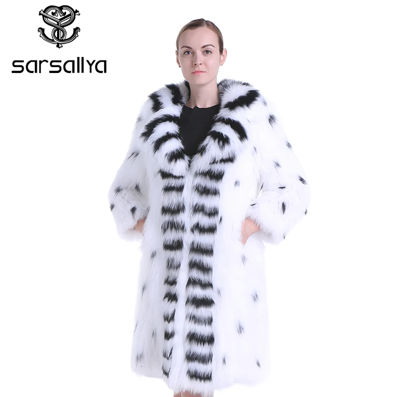 Sarsallya Настоящее пальто с мехом модный вязаный натурального трикотажного енотовидная собака Шуба Женщины Фокс Меховые пальто лиса жилет