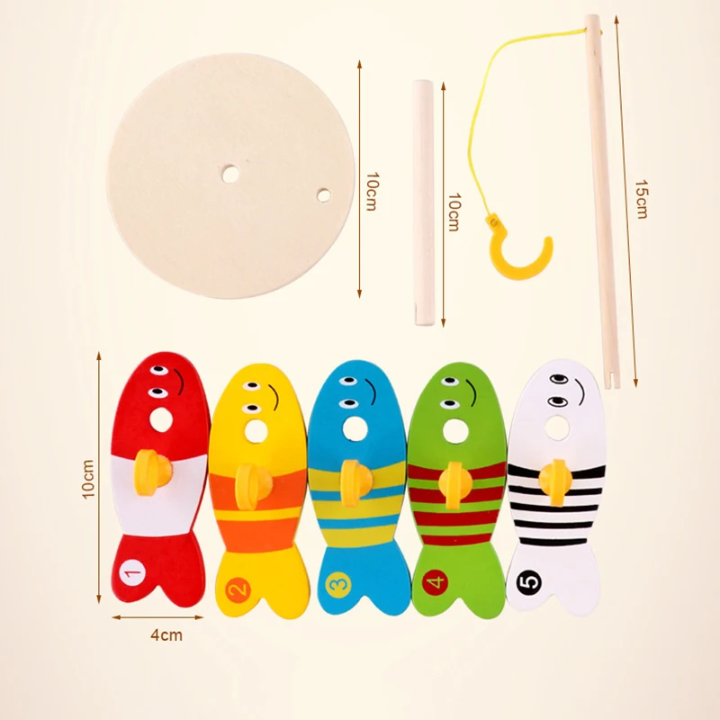 

Children Wooden Fishing Digital Toys Cartoon Montessori Wooden Puzzle Development Sorting Math Bricks Educational Game Toys