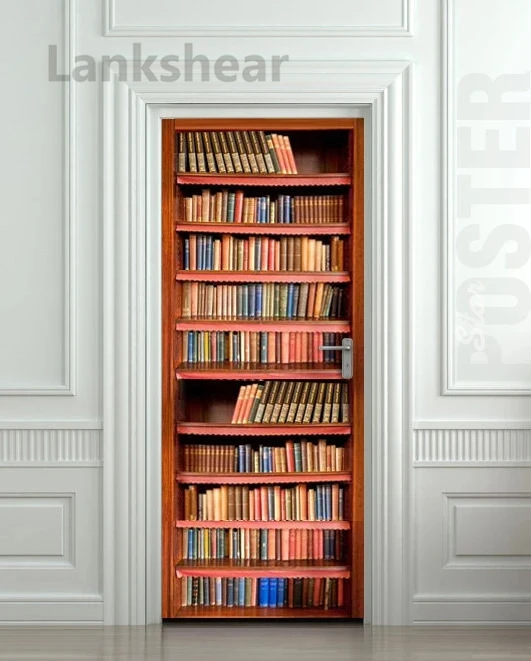 

Self Adhesive 3d Door STICKER Book Library Cabinet Strapper Box Waterproof Mural Decole Poster Wallpaper Home Decor Print
