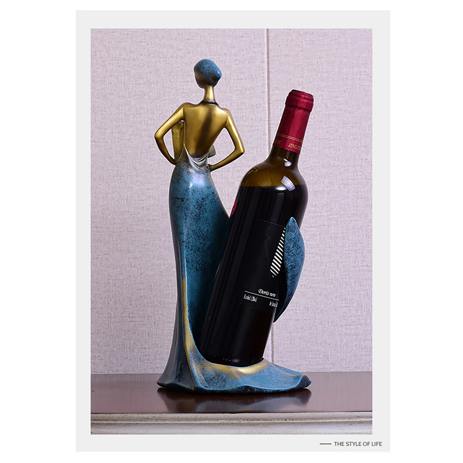 

New Modern Creativity Resin Wine Bottle Rack Holder Lady Figurine Sculpture Wedding Beauty Art Living Room Ornaments Home Decor