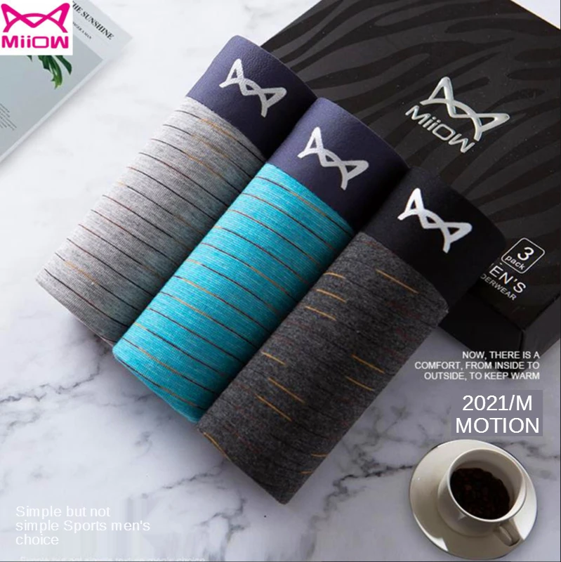 

MiiOW Underwear Men's Boxer Shorts Adult Size Boxer Shorts Men's Autumn and Winter Youth Waist Underpants Trend