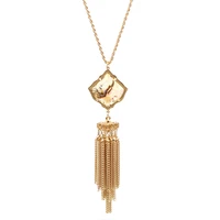 2021 new arrivals fashion jewelry long chain kite face inlay ab stone long tassel pendant necklace for women sweater accessories