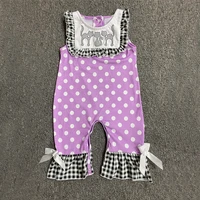 summer girls clothes purple sleeveless black plaid lace three cats print pattern toddler baby rompers