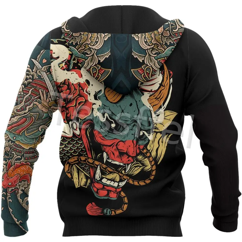 Новая мужская Толстовка tessвам с 3D принтом японского самурая Татуировка Harajuku