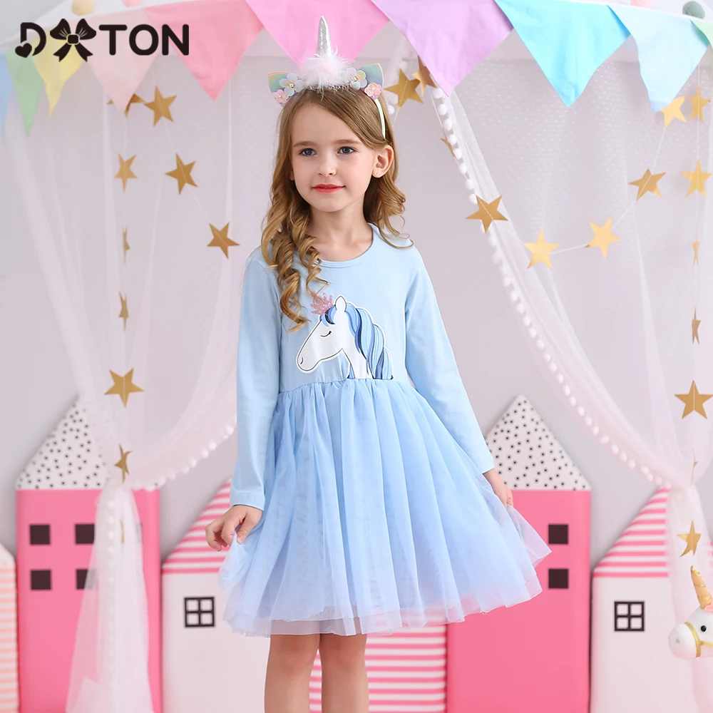 Dxton Детские платья единорог мультфильм для девочек Рождественская Детская