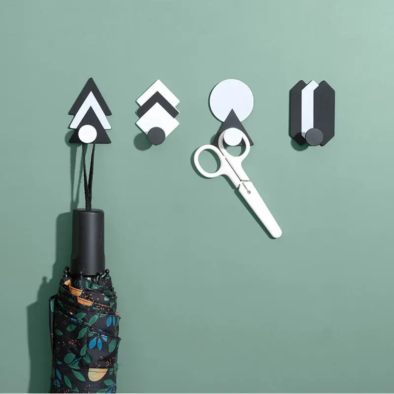 

Nordic Wrought Iron Geometric Wall Hooks Self-adhesive Coat Hanger Rack Keys Holder Kitchen Bathroom Organizer Decoration Hook