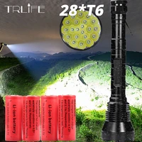 Most Brightest LED Flashlight 5 Mode 28*T6 Strong Torch Flash Light lamp torche with 4*26650 battery and Charger