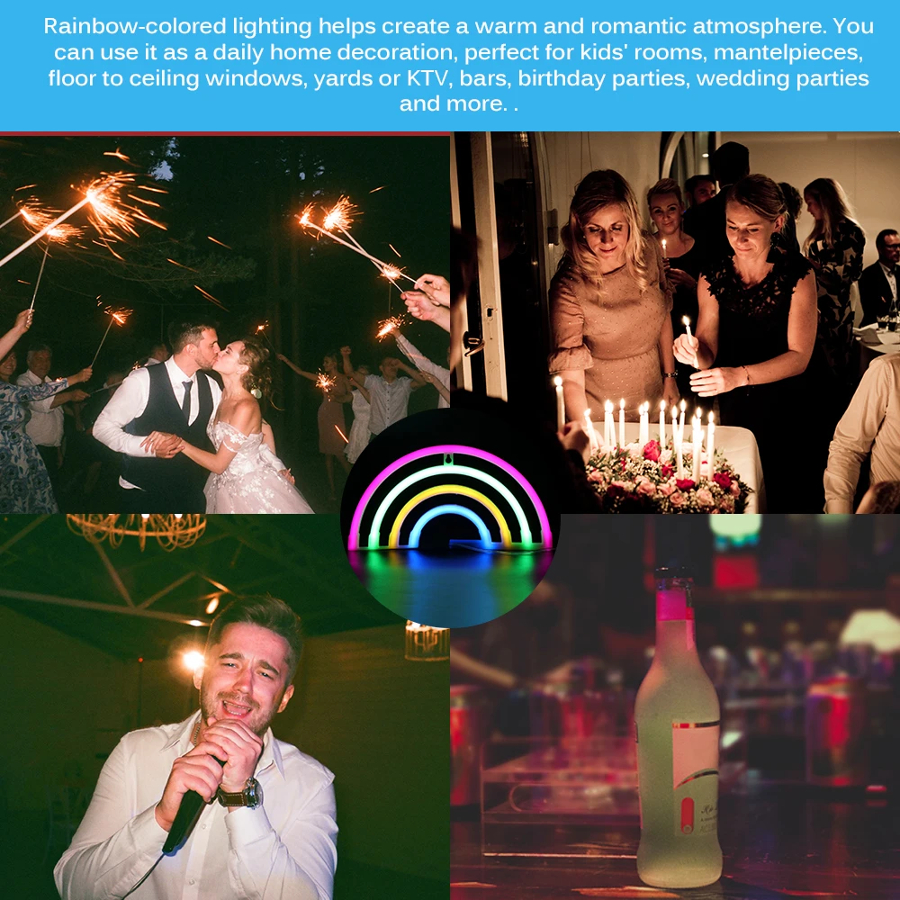 Цветная Радужная неоновая вывеска светодиодная светильник ПА для спальни