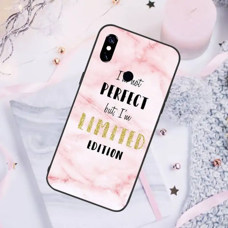 

Pink marble text Phone Case For Xiaomi Redmi note 7 8 9 pro 8T 9S Mi Note 10 Lite pro