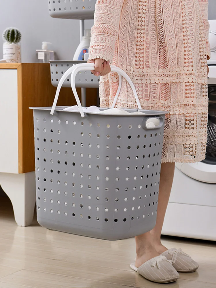 Однотонная Экологически чистая пластиковая корзина для белья в японском стиле