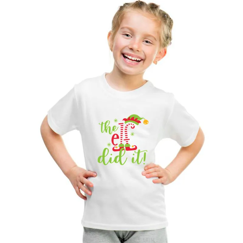 Милая детская Рождественская одежда Новинка 2020 года Белые топы с короткими