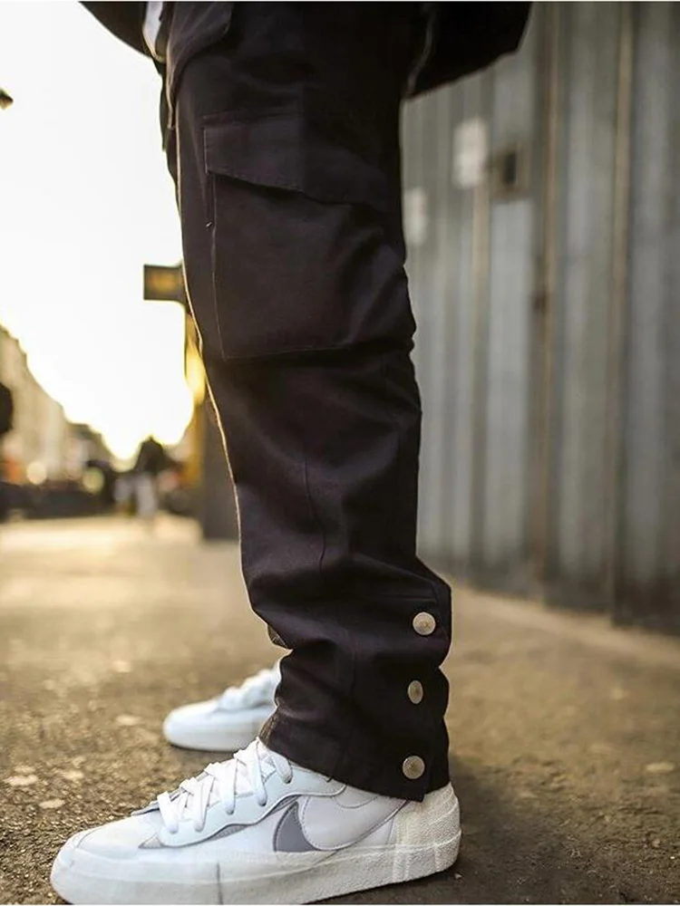 

2021 Fashion Men's Spring And Autumn Street Trend High-Quality Multi-Pocket Loose Track Pants Outdoor Jogging Hip-Hop Overalls