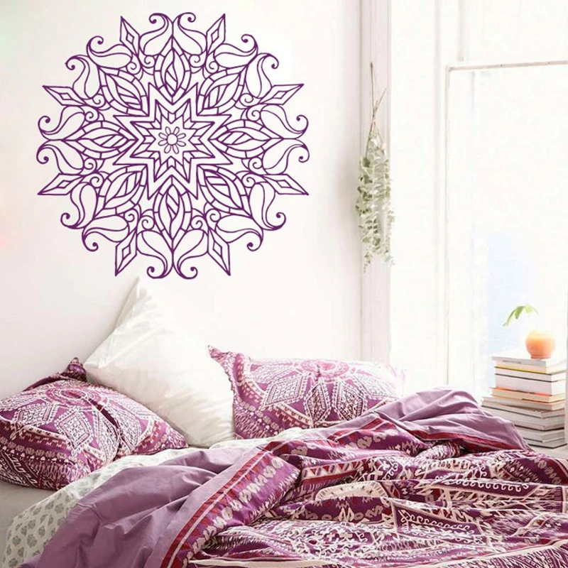 

Mandala Moroccan Ornament Vinyl Wall Decal Namaste Indian Circle Geometric Wall Decals Yoga Bohemian Home Decor Murals X711