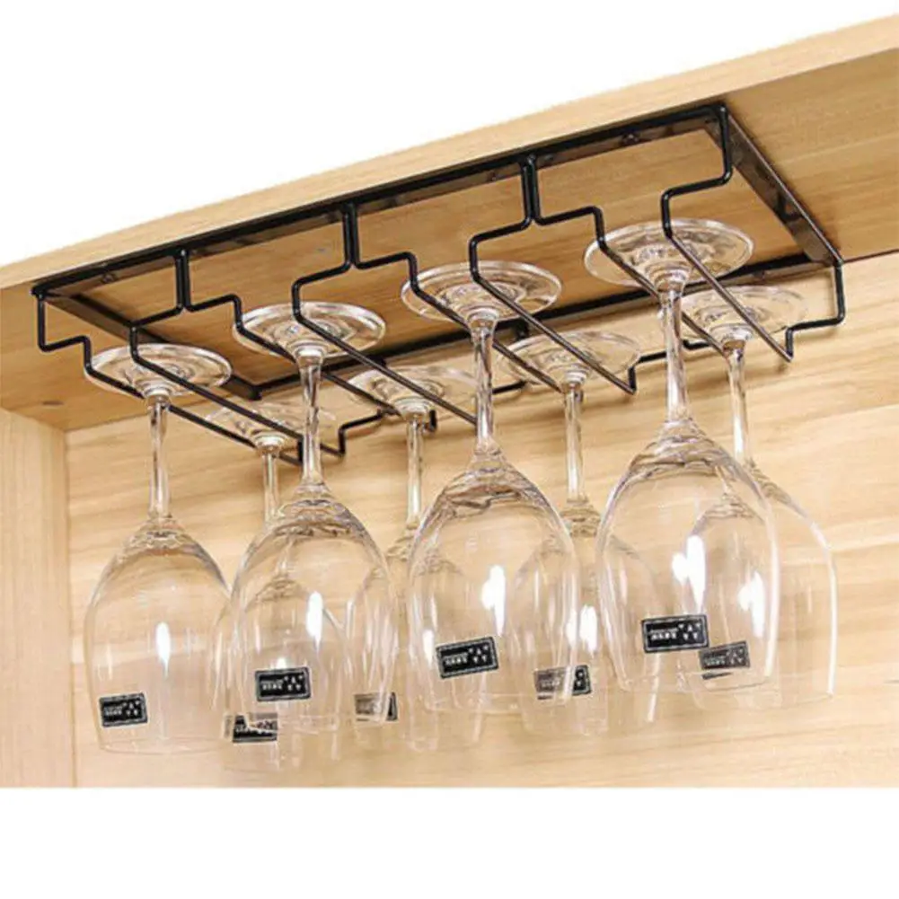 

Fashion-Black Kitchen Living Room Bar Wine Glass Suspension Iron Wall-mounted Goblet Storage Hanger Storage Rack Kitchen Storage