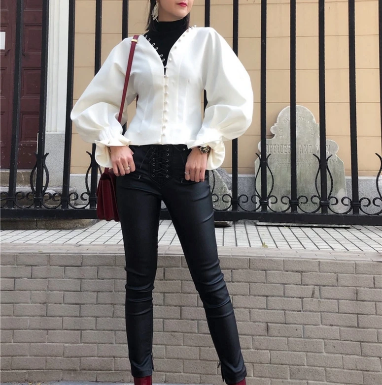 RealShe, модная женская летняя рубашка, v-образный вырез, длинный рукав, женские блузки, рубашки, женские элегантные повседневные топы, блузы