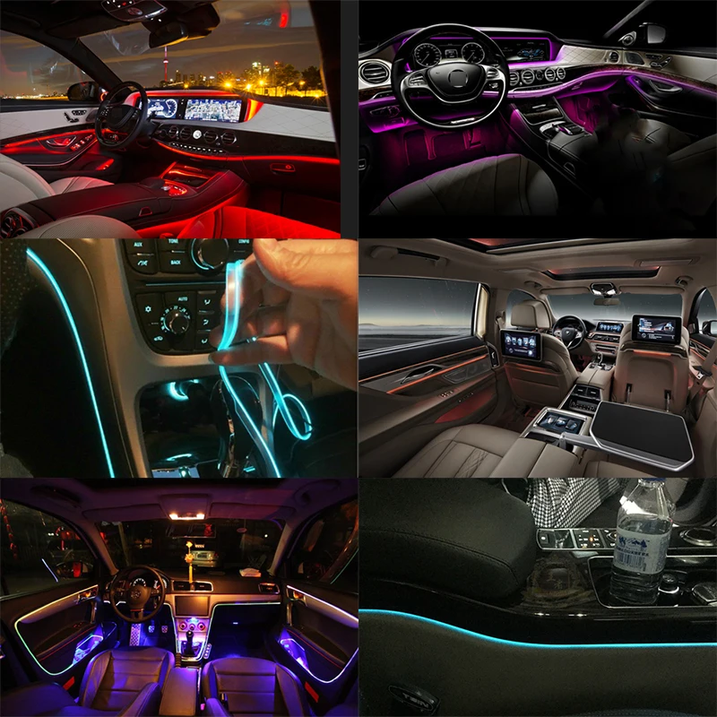 Гибкие автомобильные атмосферные лампы управление через приложение звуком RGB