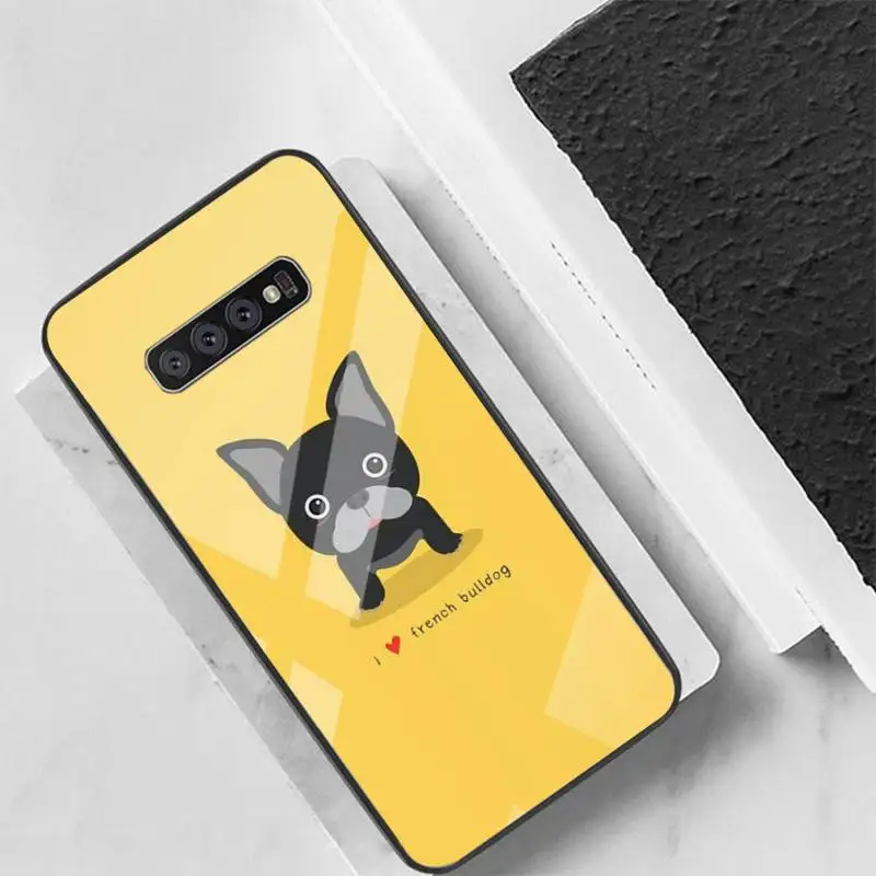 

Cute French Bulldog Dog Phone Case For Galaxy Tempered Glass Cases Apply To S10 S9 S8 S7 S6edge Plus TPU Cover