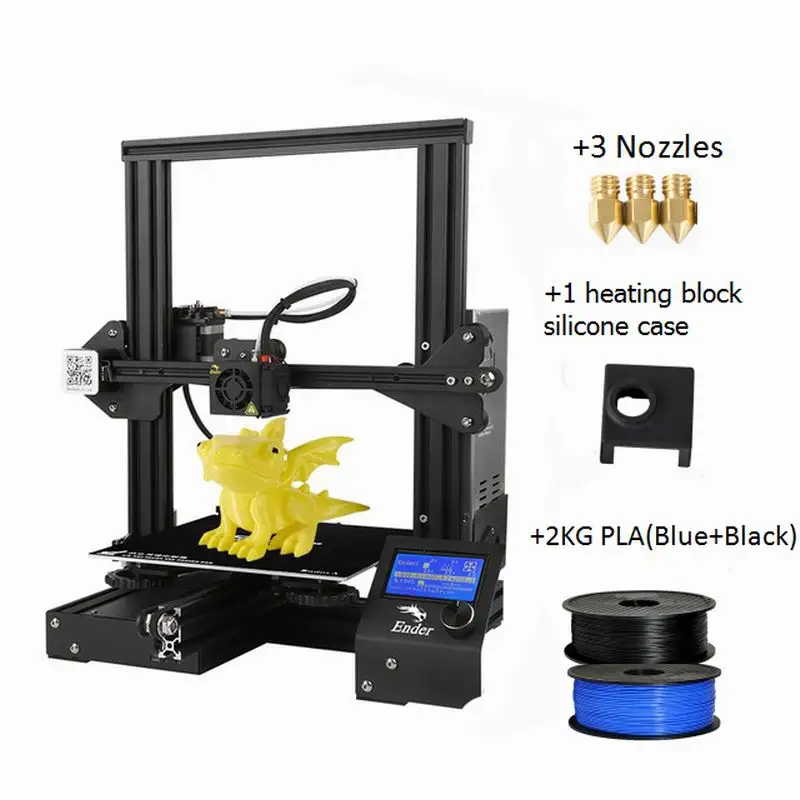 Новое поступление CREALITY Ender-3 с 3 насадками/2PLA/1 Силикон DIY KIT принтер - Цвет: END3 3Nos2PLA1SC