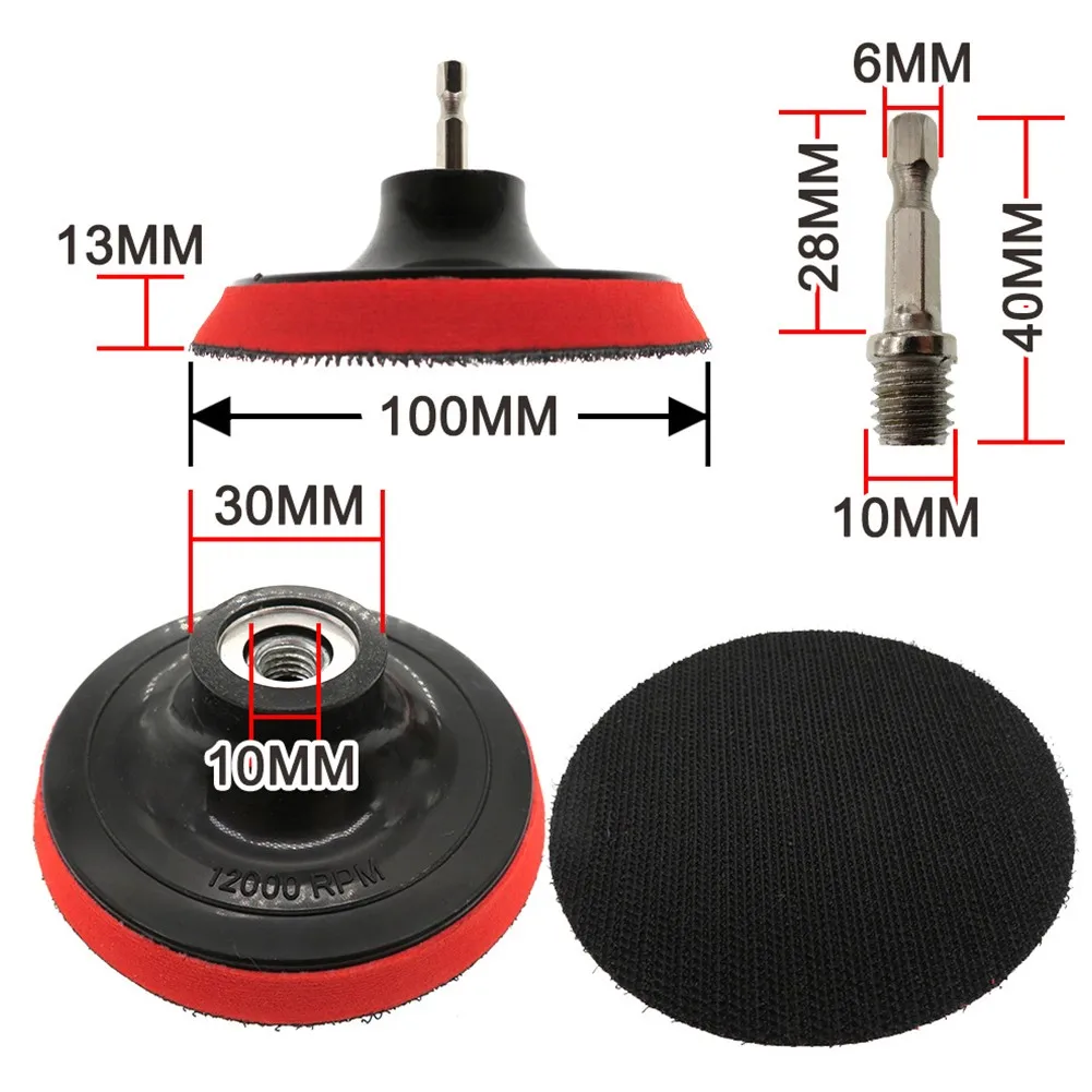 

Electric Internal Gear Polishing Disc With M10 Drill Bit Hexagon Rod Electric Tool 100mm Hook And Loop Polishing Pad Rotating