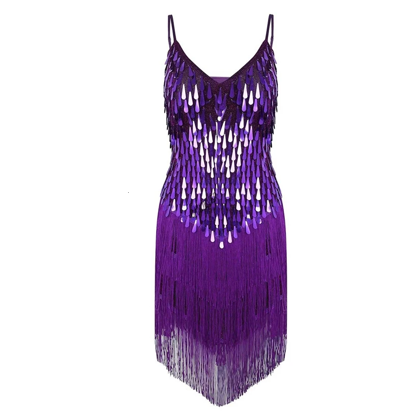 Женское красное синее Золотое сексуальное платье с кисточками для латинских