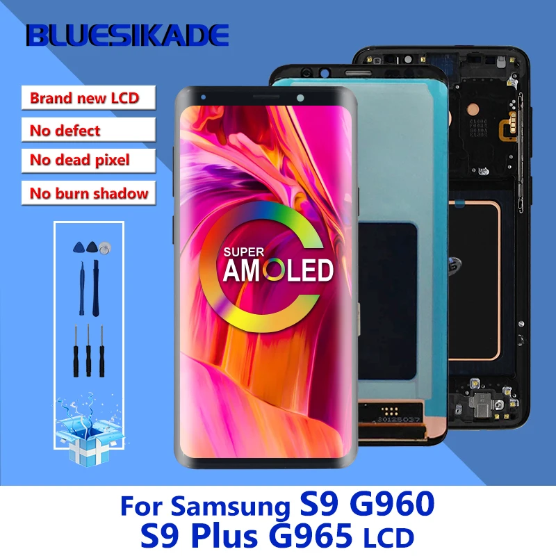 Super Amoled для Samsung Galaxy S9 ЖК дисплей G960F сенсорный экран дигитайзер Plus LCD G965F запасные