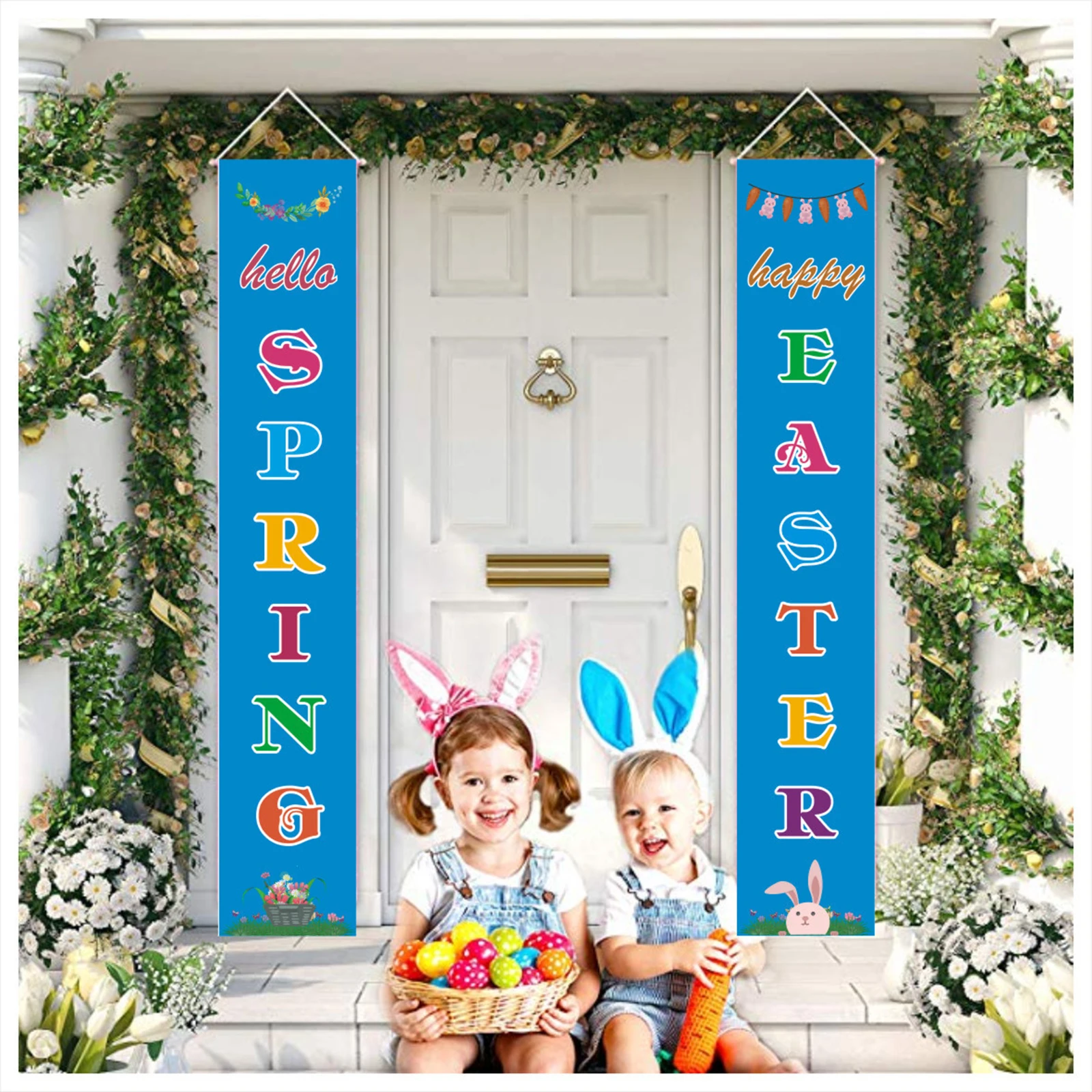 Пасхи баннеры и с рисунком кролика принтом морковки Бумага овсянка Гирлянда для