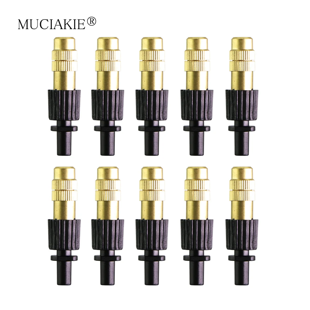 

MUCIAKIE 30/50/100/200/300PCS Adjustable Brass Misting Nozzle with 6mm - OD Connector Gardening Sprinklers Watering Spray Nozzle