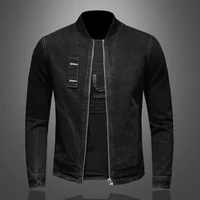 2021 spring fall new high quality mens solid color zipper slim retro long sleeve mens denim jacket