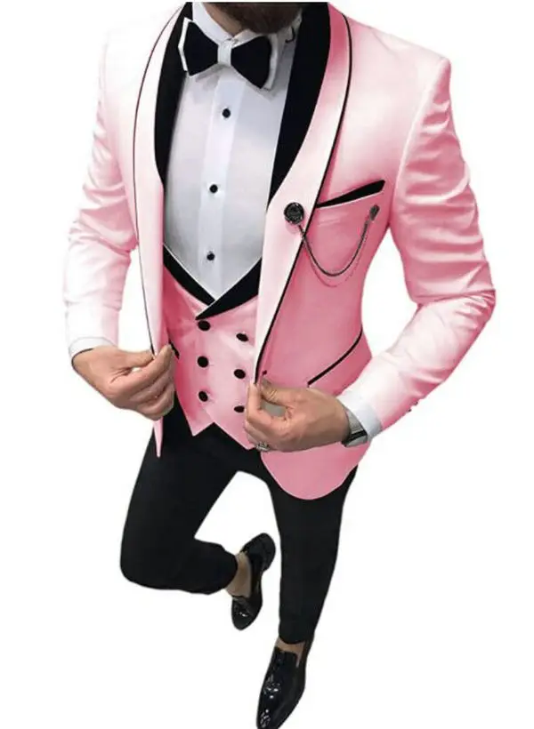 

2021 Men's Suit Fashion Formal Business Slim Fit 3-Pieces White Blazers Burgundy Pant Men's Tuxedo Wedding Men Suits Groom Suit