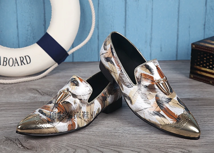

Luxury Band Men Handmade Genuine Leather Colorful Loafers Pointed Toe Shoes For Wedding Dress Oxford Shoes Zapatos De Hmobre