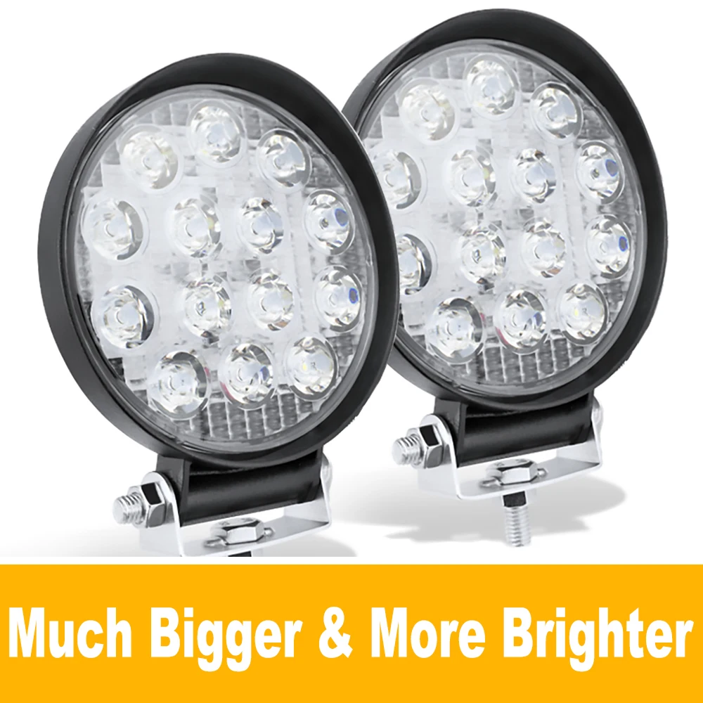 

2pcs LED Work Light Bar 9V-32V 42W Car LED Spotlight Round Auto Truck Off Road Big Ledbar Offroad Accessories for ATV Cars