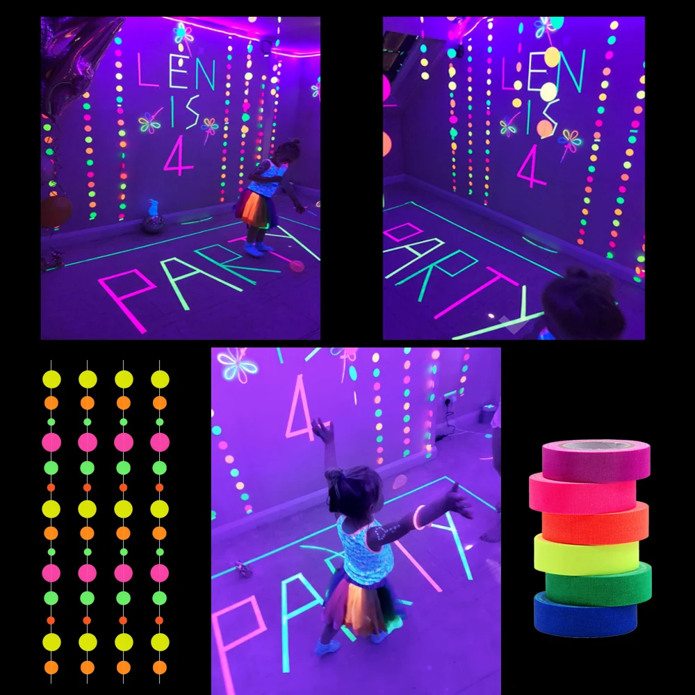 Флюоресцентной лента Neon вечерние Stickters светится в темноте черный светильник