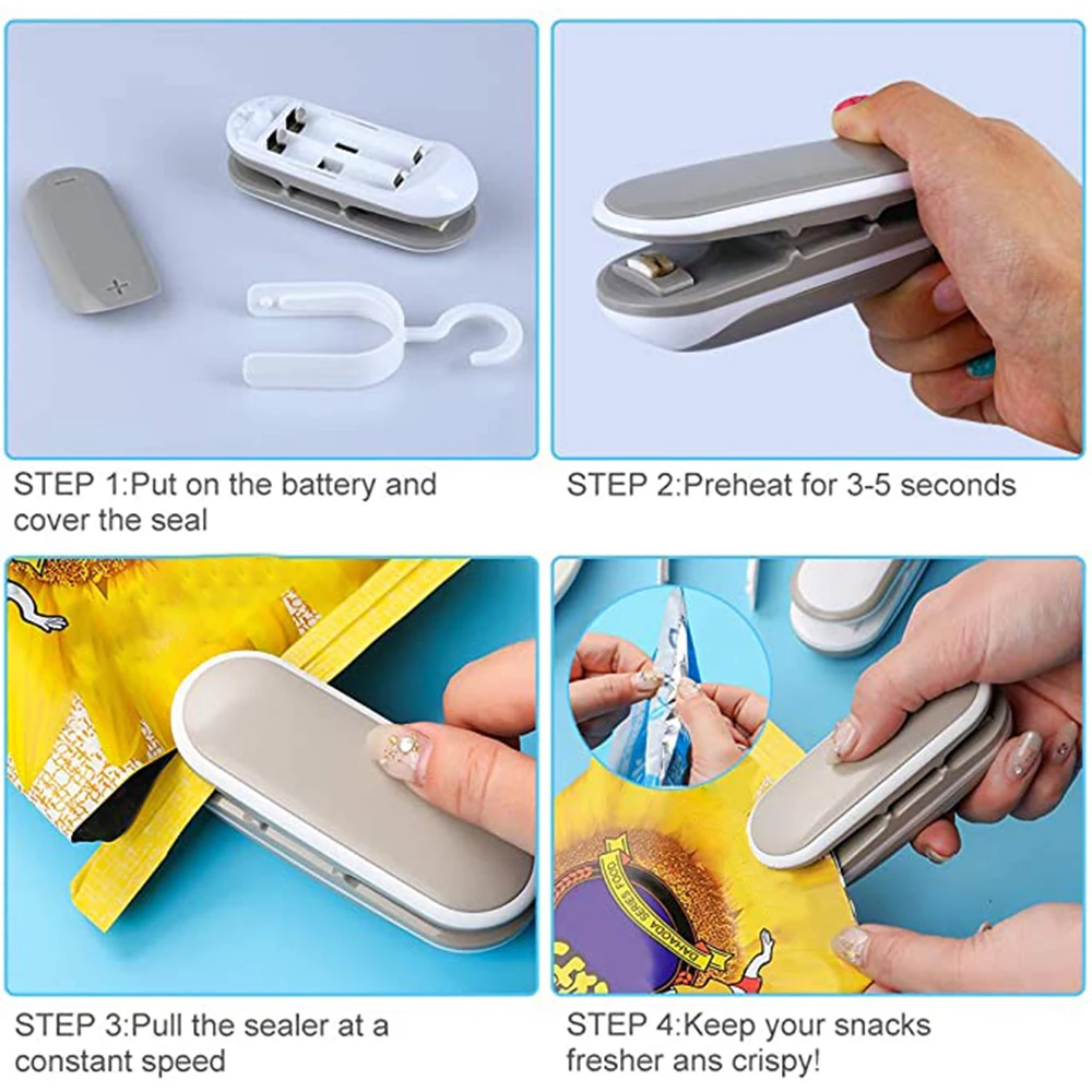 Мини машина для запечатывания закусок вакуумные уплотнители с крючком 2 в 1