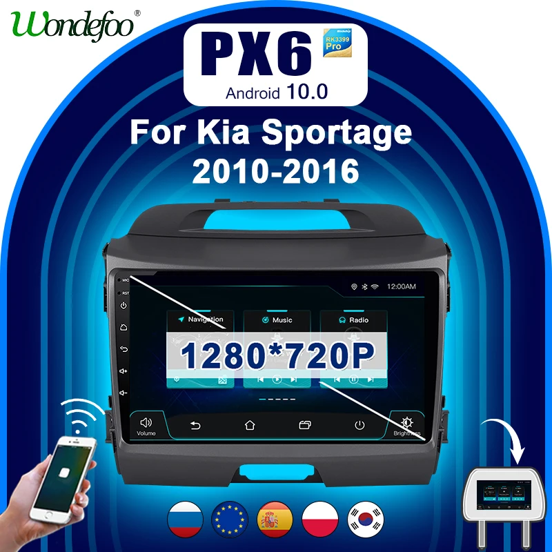 PX6 Автомагнитолы 2 din андроид Android 10 Автомагнитола радио для KIA Sportage 3 2010 2016