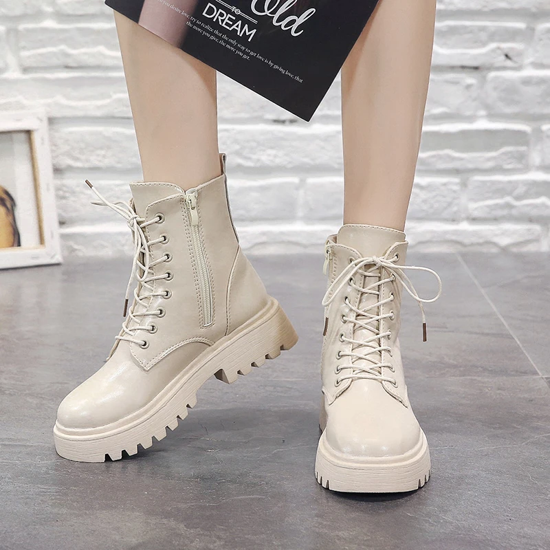 

2022 Ankle Boots Flat Heel Shoes Women Lace Up Winter Autumn Shoes Daily Short Boots Woman Footwear Size shoes platform shoes
