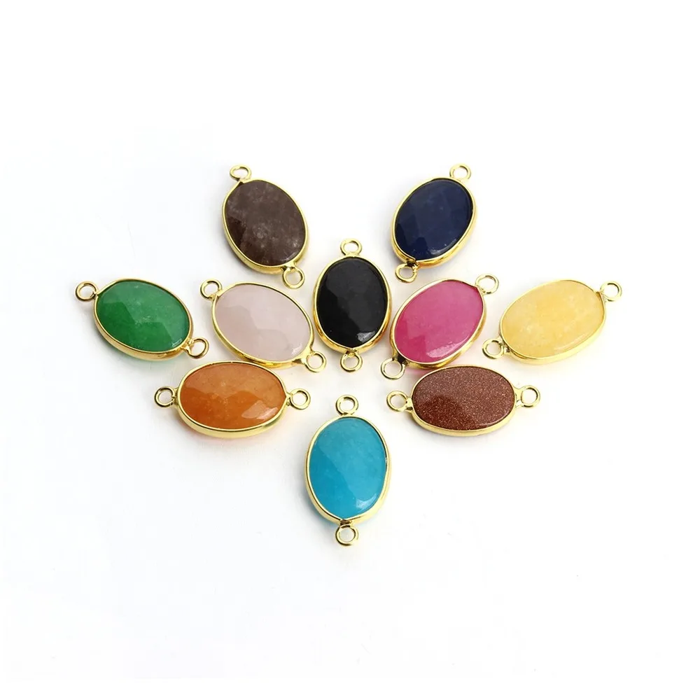 Овальный кулон с двумя отверстиями Натуральный Полудрагоценный камень 14 5*27