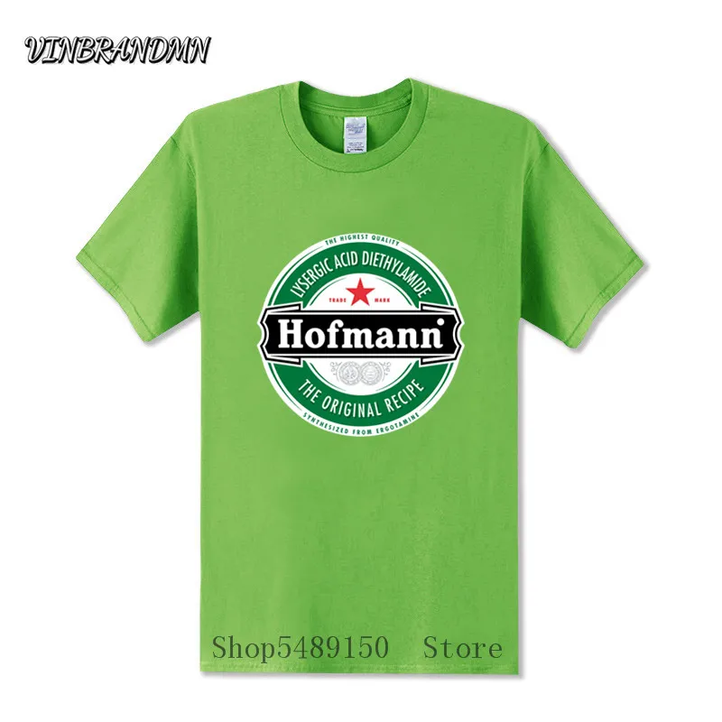 Funny Oversized Casual T-shirt Unique Adults Hofmann LSD Beer Label T Shirt Short Sleeve Top Tees Stretchy Organic Cotton Tshirt | Мужская